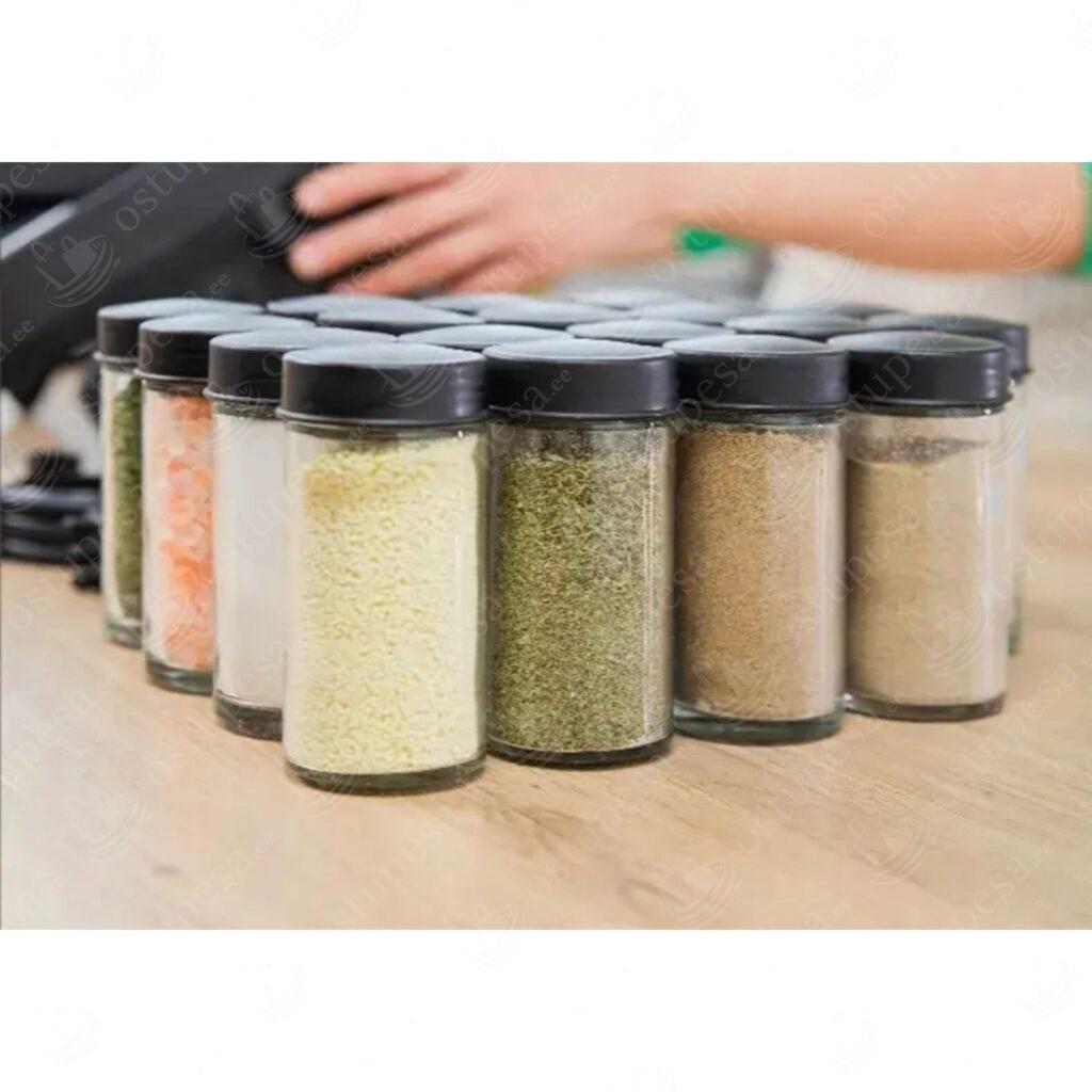 Maitseainepurgid koos pöörleva alusega, must