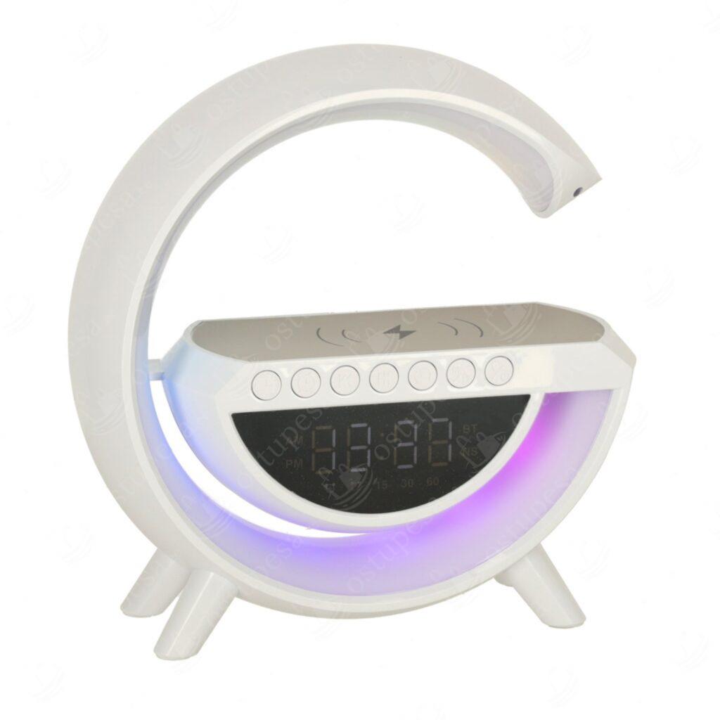 Juhtmevaba laadija öölambi ja bluetooth kõlariga, valge