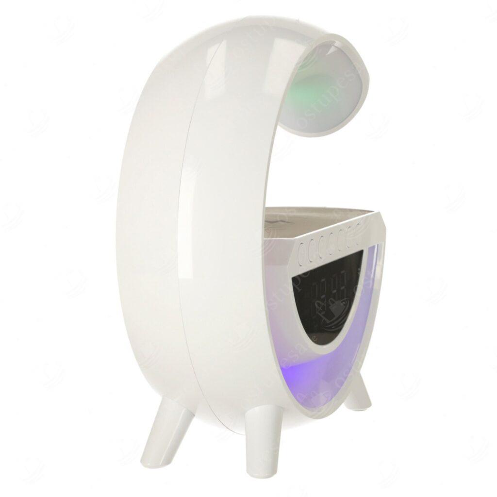 Juhtmevaba laadija öölambi ja bluetooth kõlariga, valge