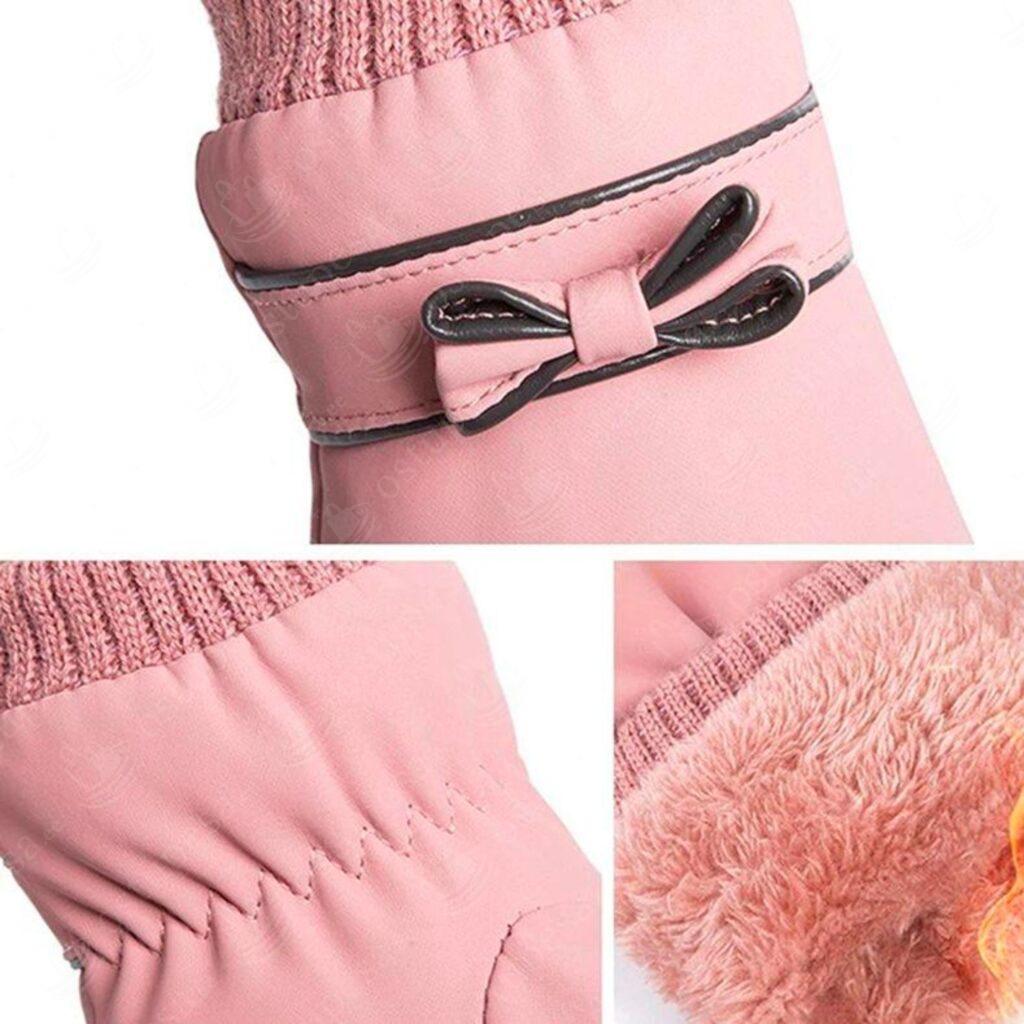 Naiste kindad, puutetundliku sõrmeosaga, lipsukaunistusega