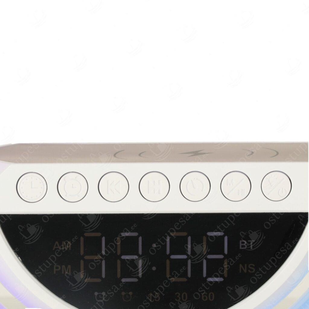 Juhtmevaba laadija öölambi ja bluetooth kõlariga, valge