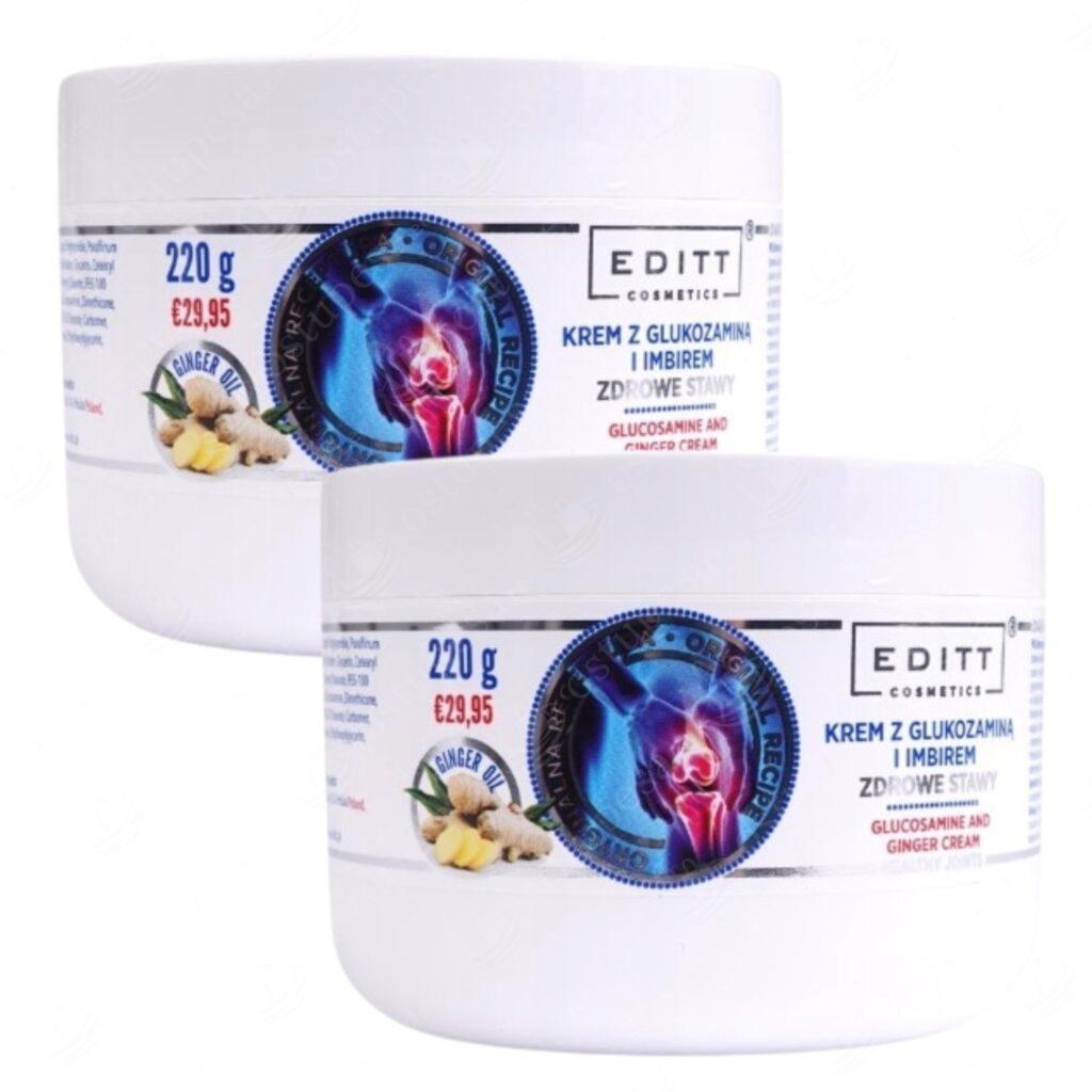 Glükosamiini ja ingveri kreem lihastele ja liigestele, 220 g, Editt, 2 tk komplektis