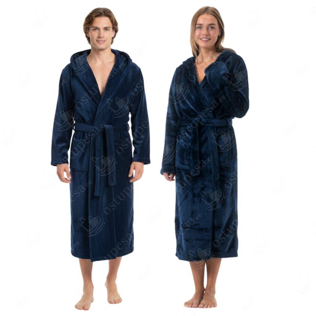 Hommikumantel kapuutsi ja vööga, fliisist