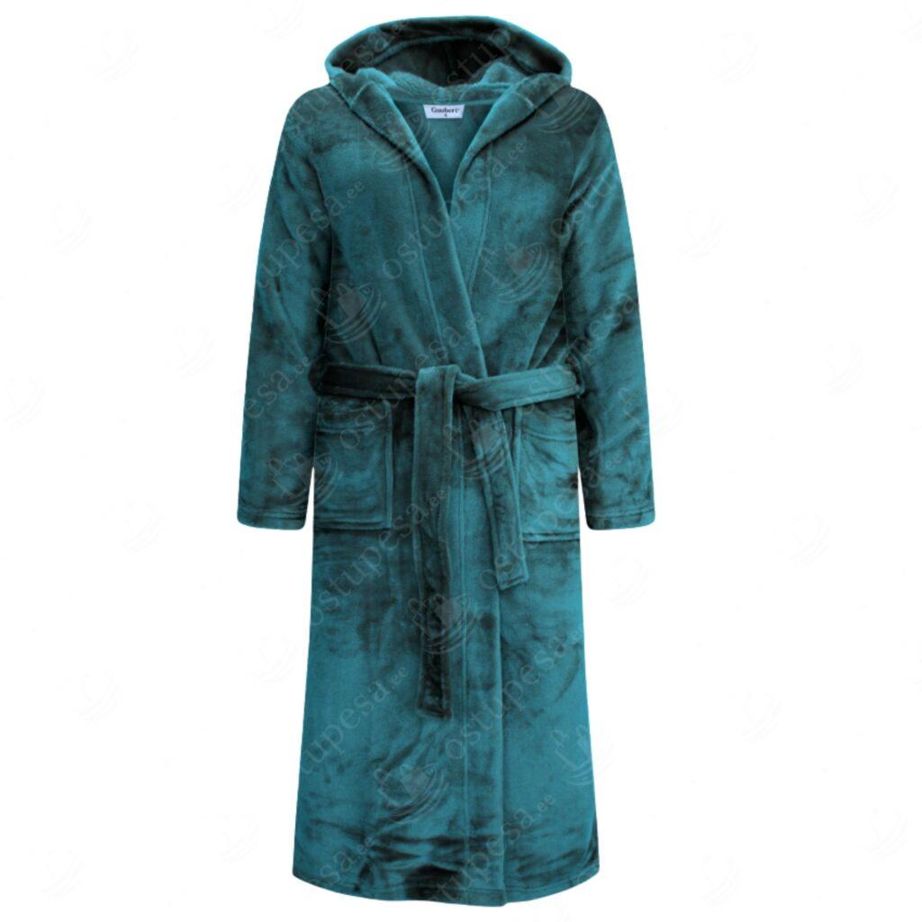 Hommikumantel kapuutsi ja vööga, fliisist