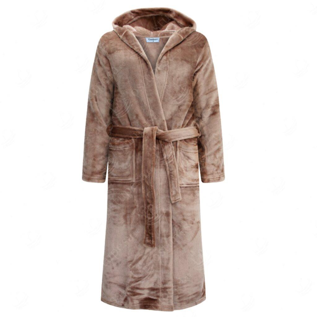 Hommikumantel kapuutsi ja vööga, fliisist