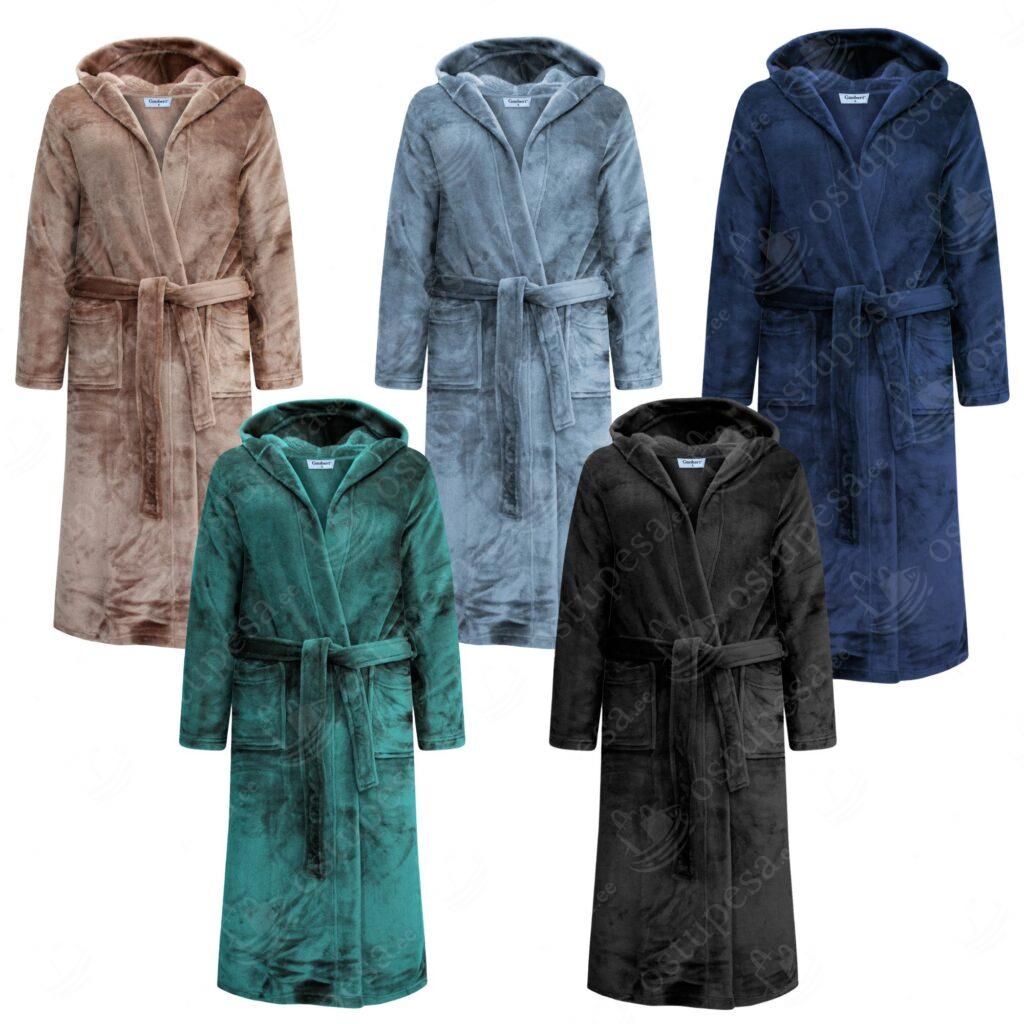 Hommikumantel kapuutsi ja vööga, fliisist