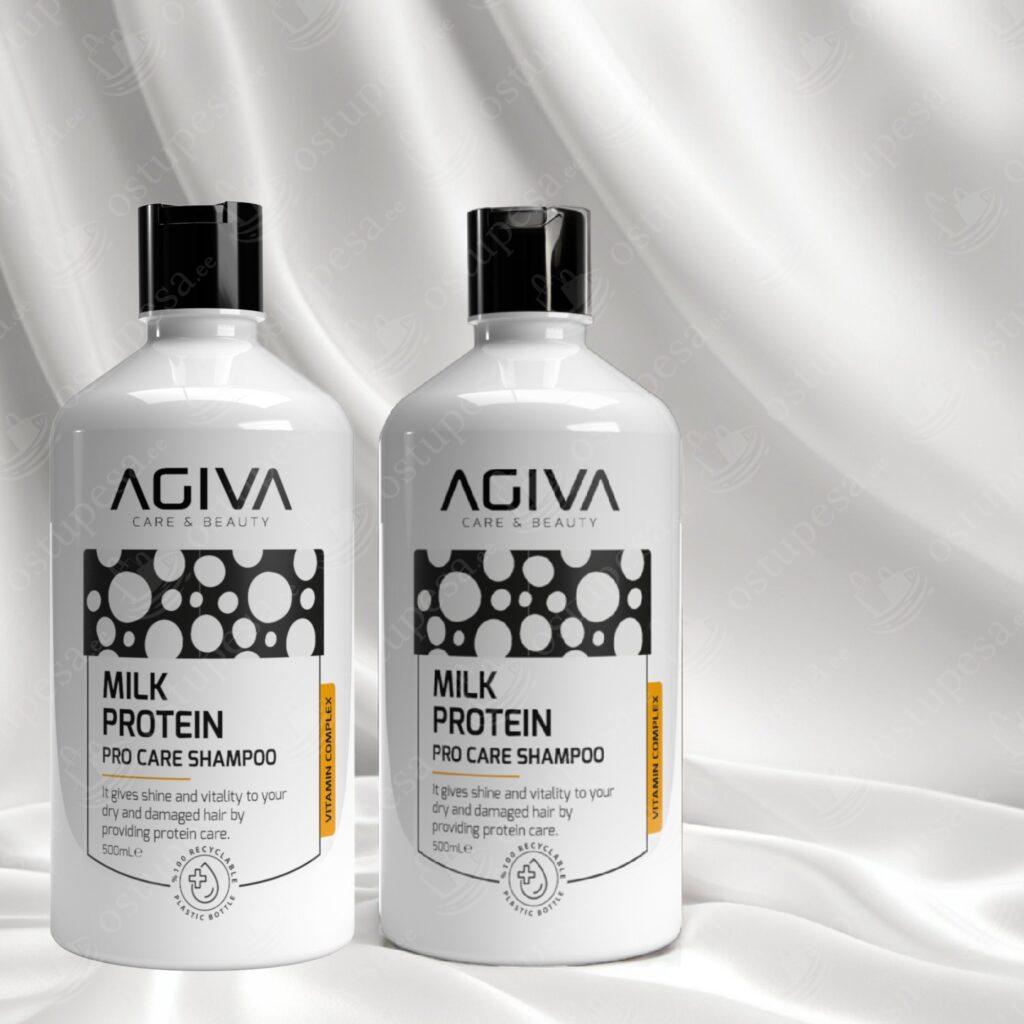 Šampoon piimaproteiiniga, 500 ml, Agiva, 2 tk komplektis