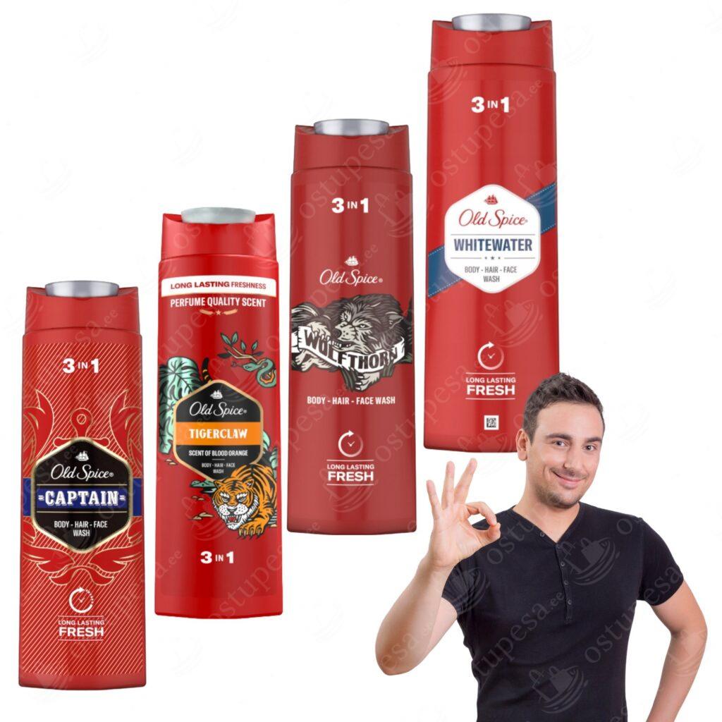 Dušigeel Old Spice, 400 ml, 4 erinevat komplektis