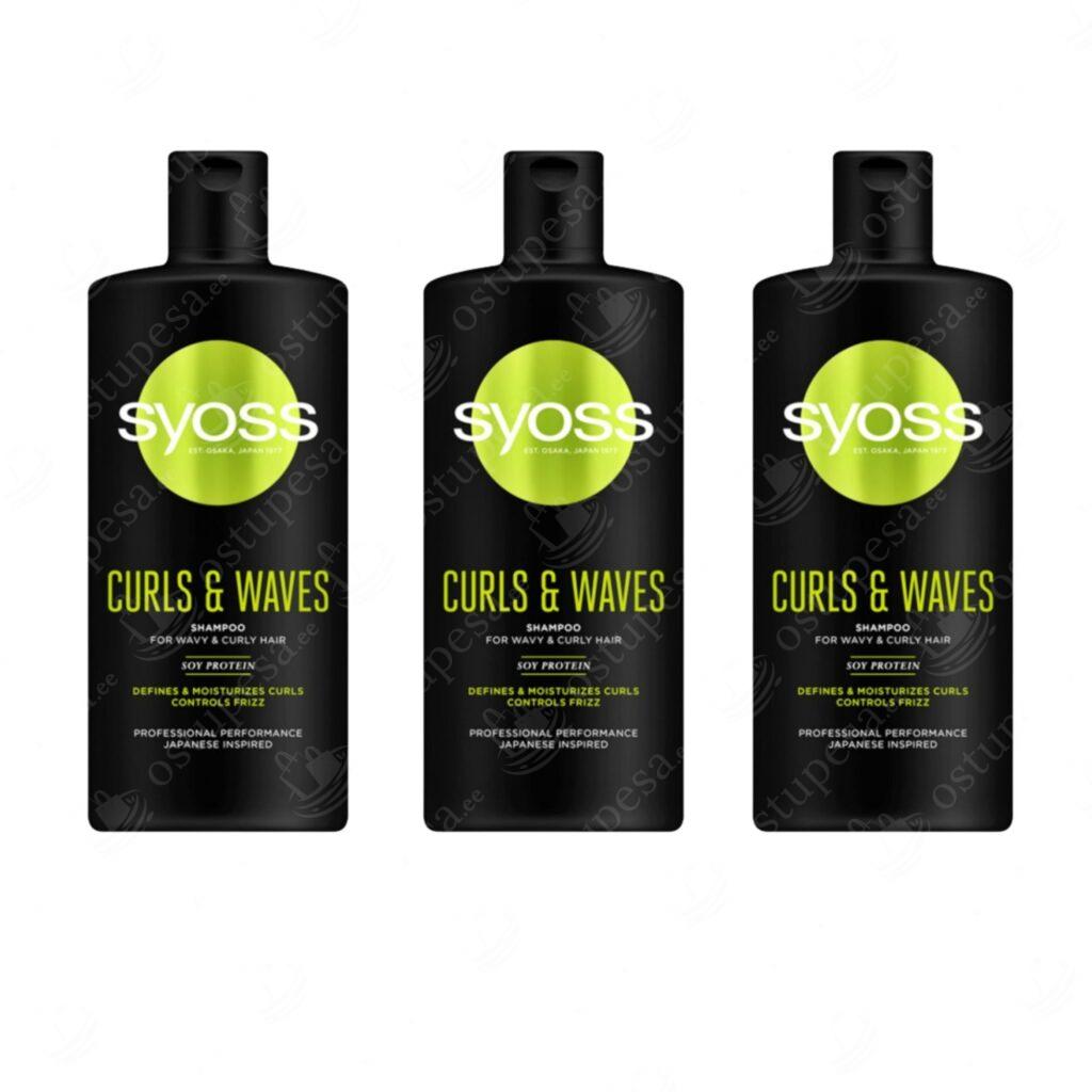 Šampoon lokkis ja lainelistele juustele, 440 ml, Syoss, 3 tk komplektis