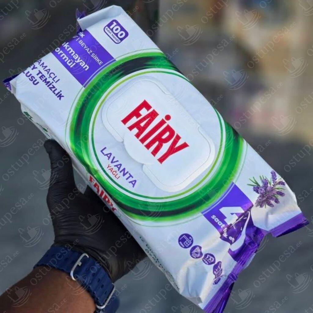 Lavendlilõhnalised niisked salvrätikud pindadele, 100 tk pakis, Fairy, 2 pakki komplektis