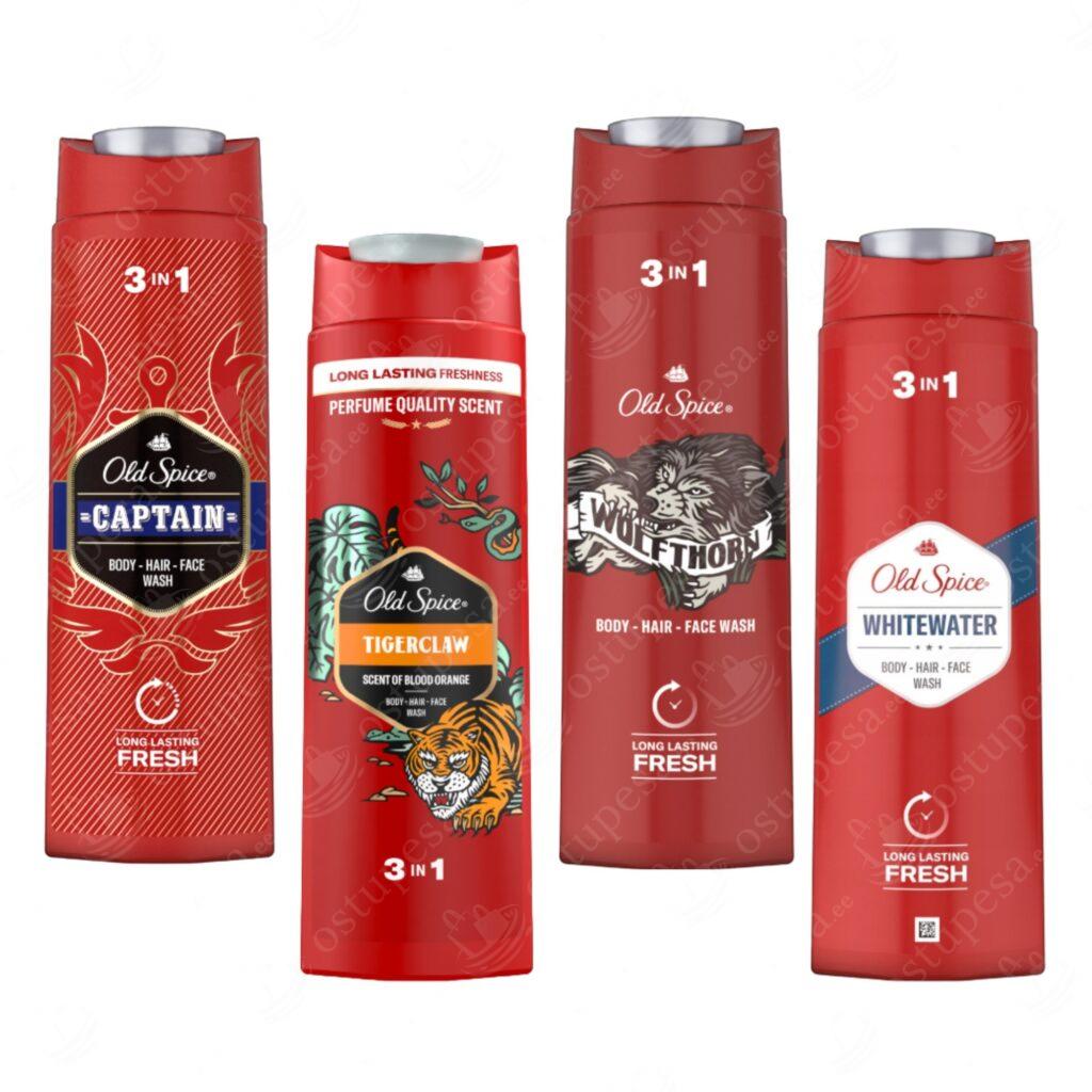 Dušigeel Old Spice, 400 ml, 4 erinevat komplektis