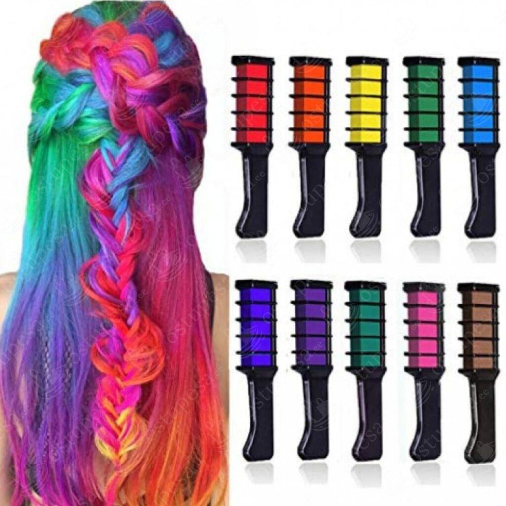 Juuksekriidid kammiga, pestavad, 10 tk pakis