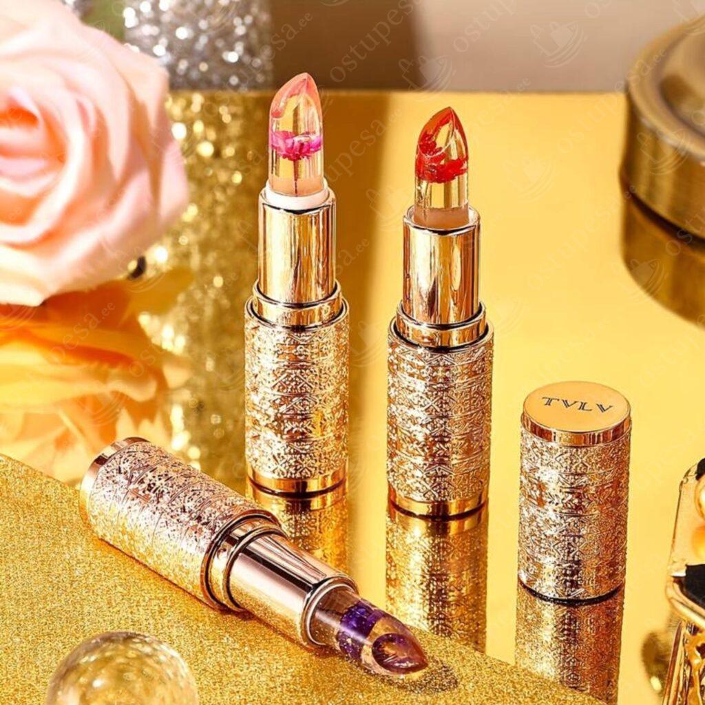 Värvimuutvad huulepalsamid, lilleõiega, 3 tk komplektis