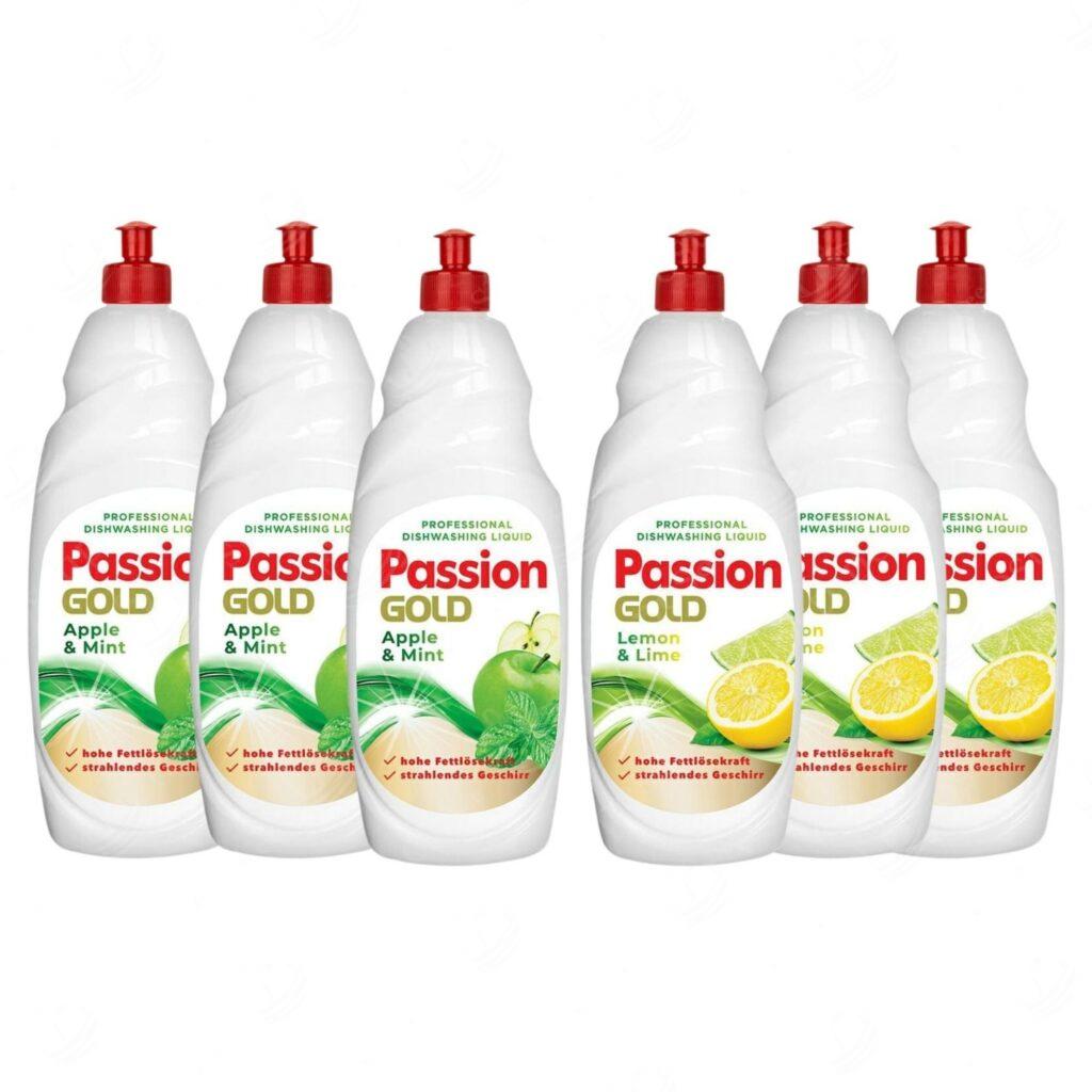 Nõudepesuvahend, 850 ml, 3 x õun/münt ja 3 x sidrun/laim komplektis, Passion Gold