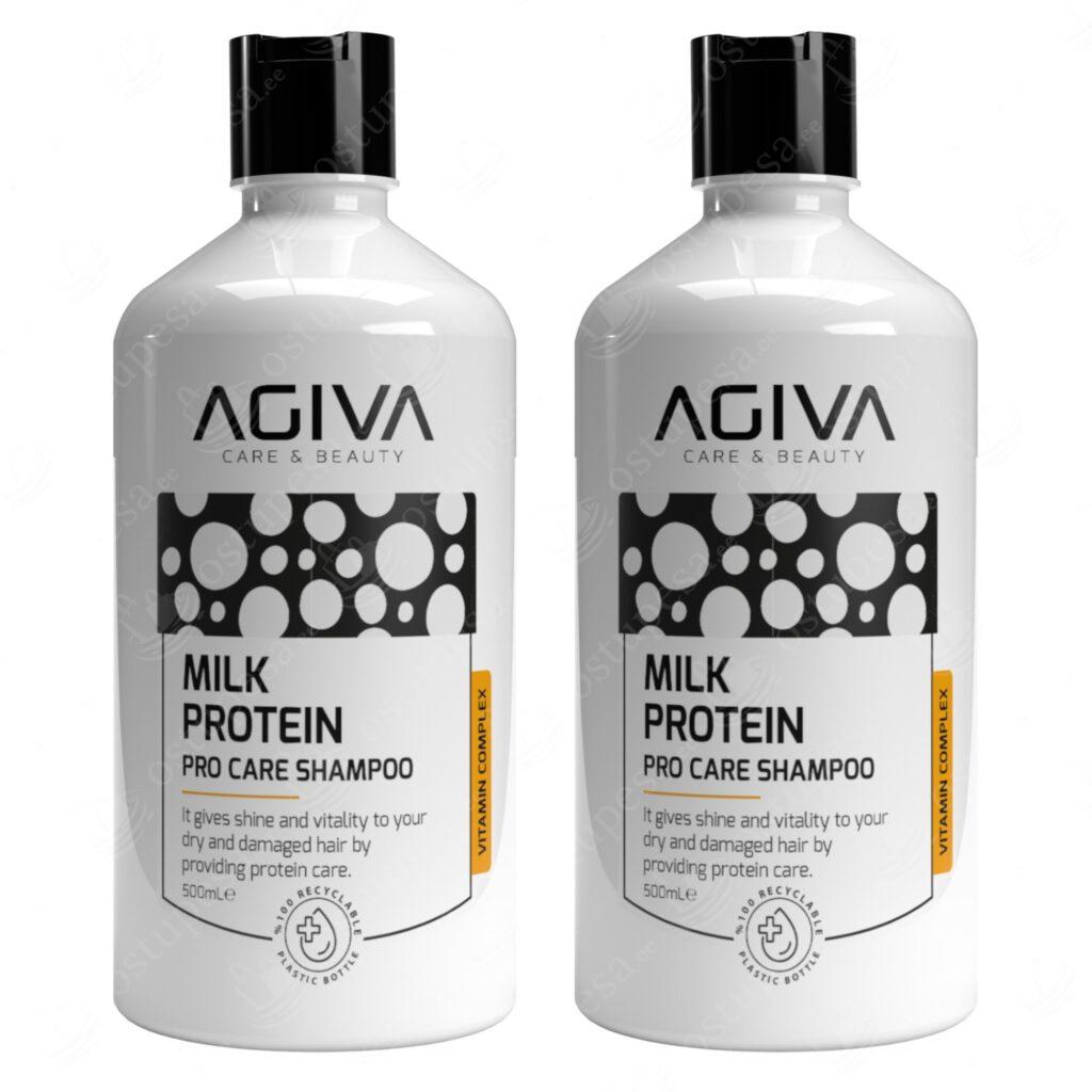 Šampoon piimaproteiiniga, 500 ml, Agiva, 2 tk komplektis