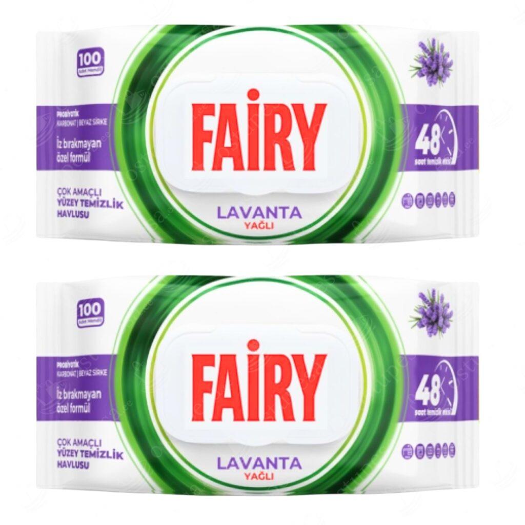 Lavendlilõhnalised niisked salvrätikud pindadele, 100 tk pakis, Fairy, 2 pakki komplektis