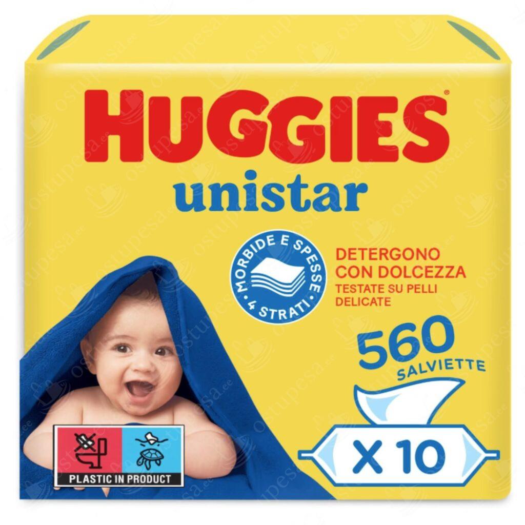 Niisked salvrätikud, Huggies Unistar, 10 pakki kastis