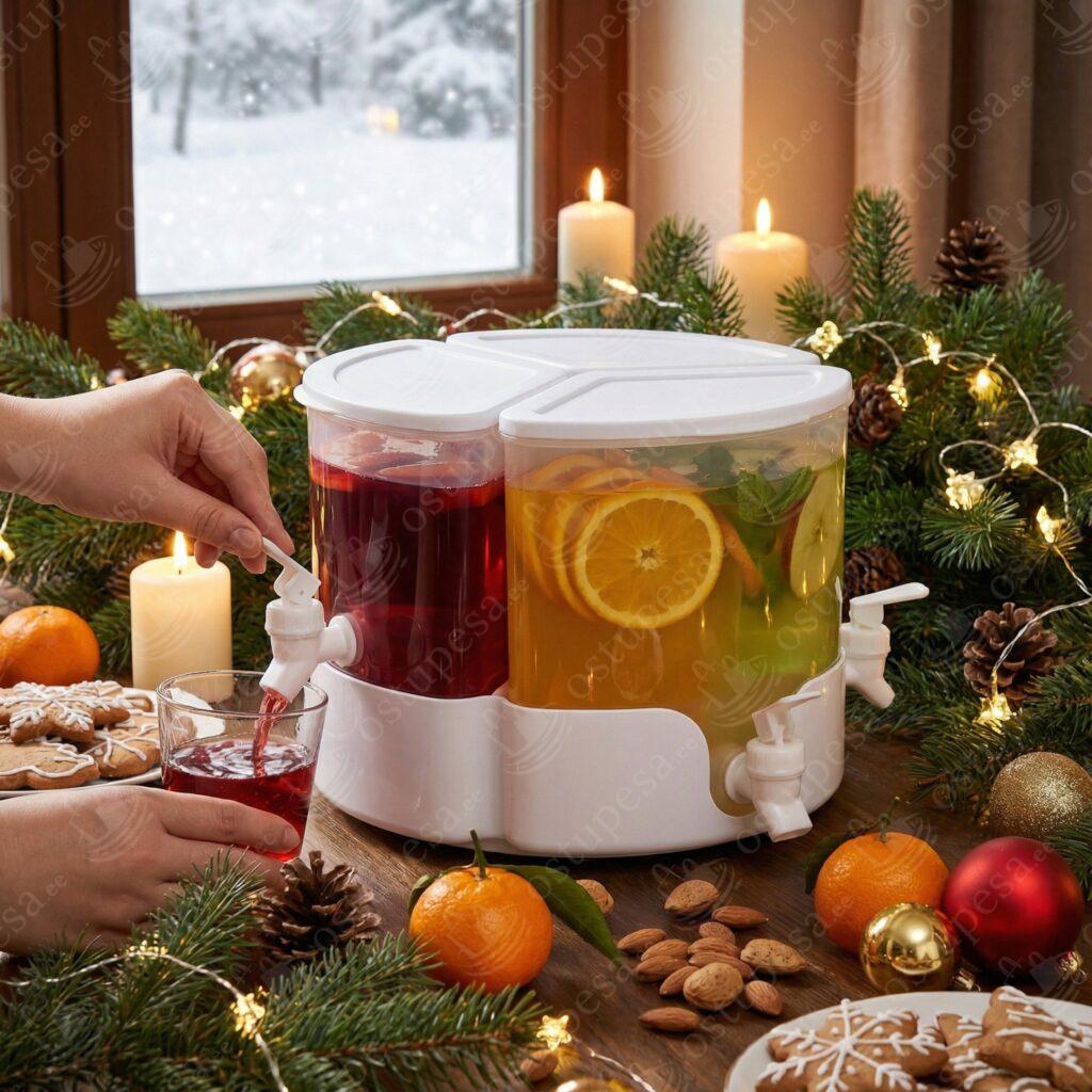 3-osaline joogikanistrite komplekt kraanidega, 5,2 L