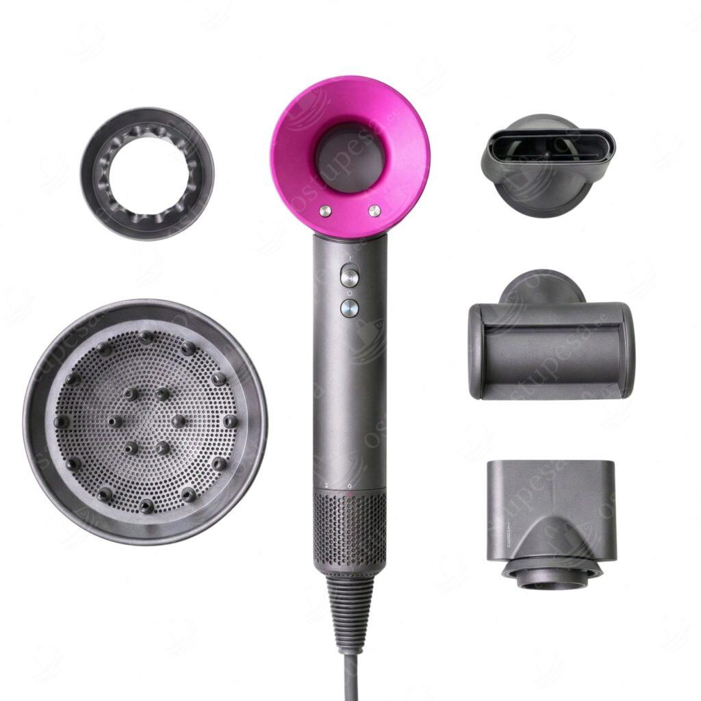 Föön, 5 erineva otsikuga, hall-roosa